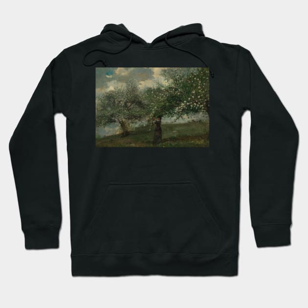 Girl Picking Apple Blossoms by Winslow Homer Hoodie by Classic Art Stall